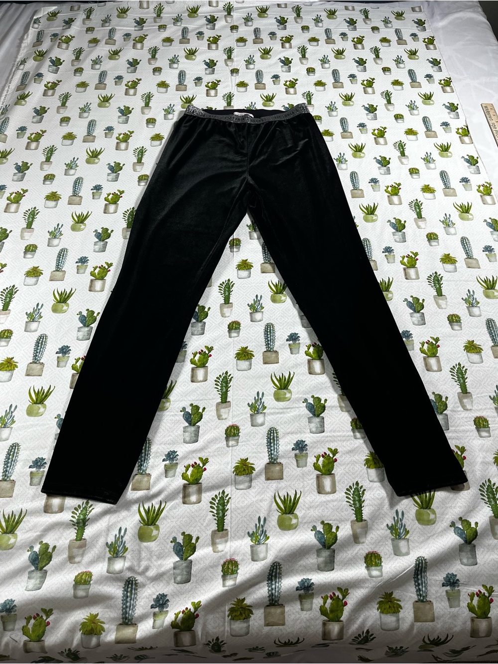 Victoria’s Secret Women’s Velvet Leggings Size Medium Silver Waist Band